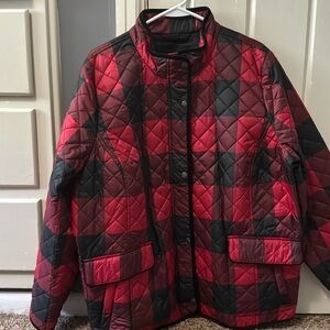 3/40 Talbots Lumberjack print Shiny Jacket. See matching boots on my page. 1X